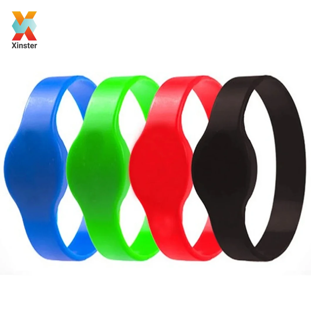 China OEM Colorful Passive RFID NFC Wrist Band Waterproof 13.56MHz Silicone Rubber Wristband for Access Control