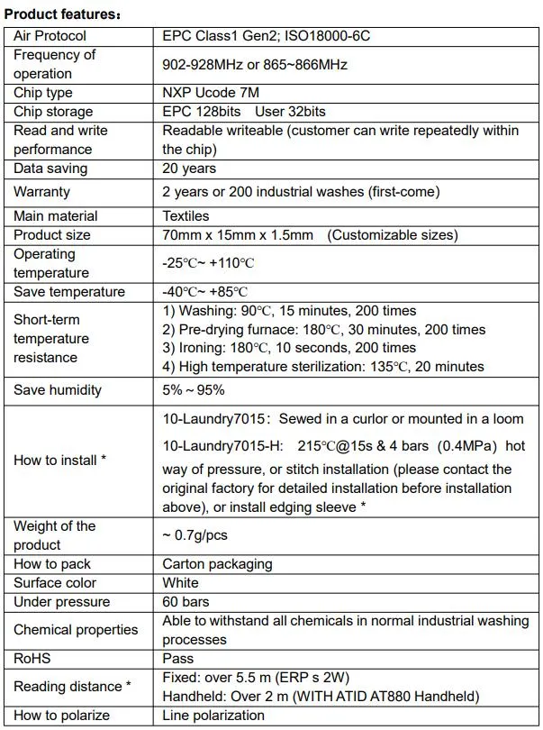 Woven UHF RFID Laundry Tag for Clothing Washing Management Apparel