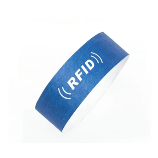 Impression personnalisée étanche 13,56 MHz NFC Puce RFID Bracelet en papier jetable thermique UHF 869-960 MHz Bracelet longue portée avec adhésif